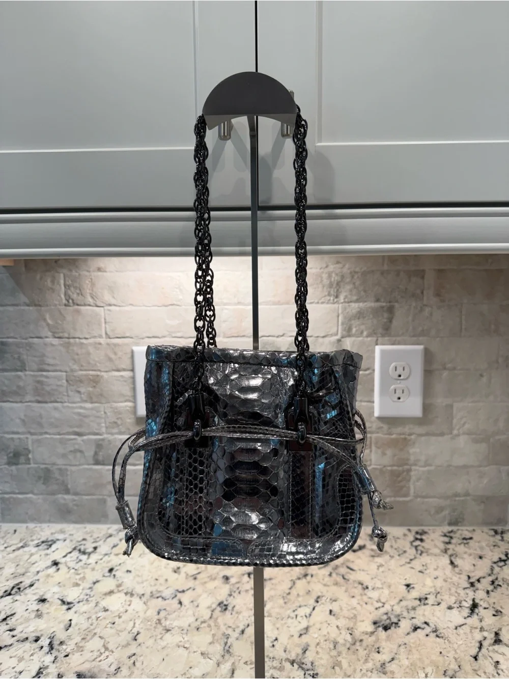 Kate Spade Collective EUC Silver Snakeskin Shoulder Bag